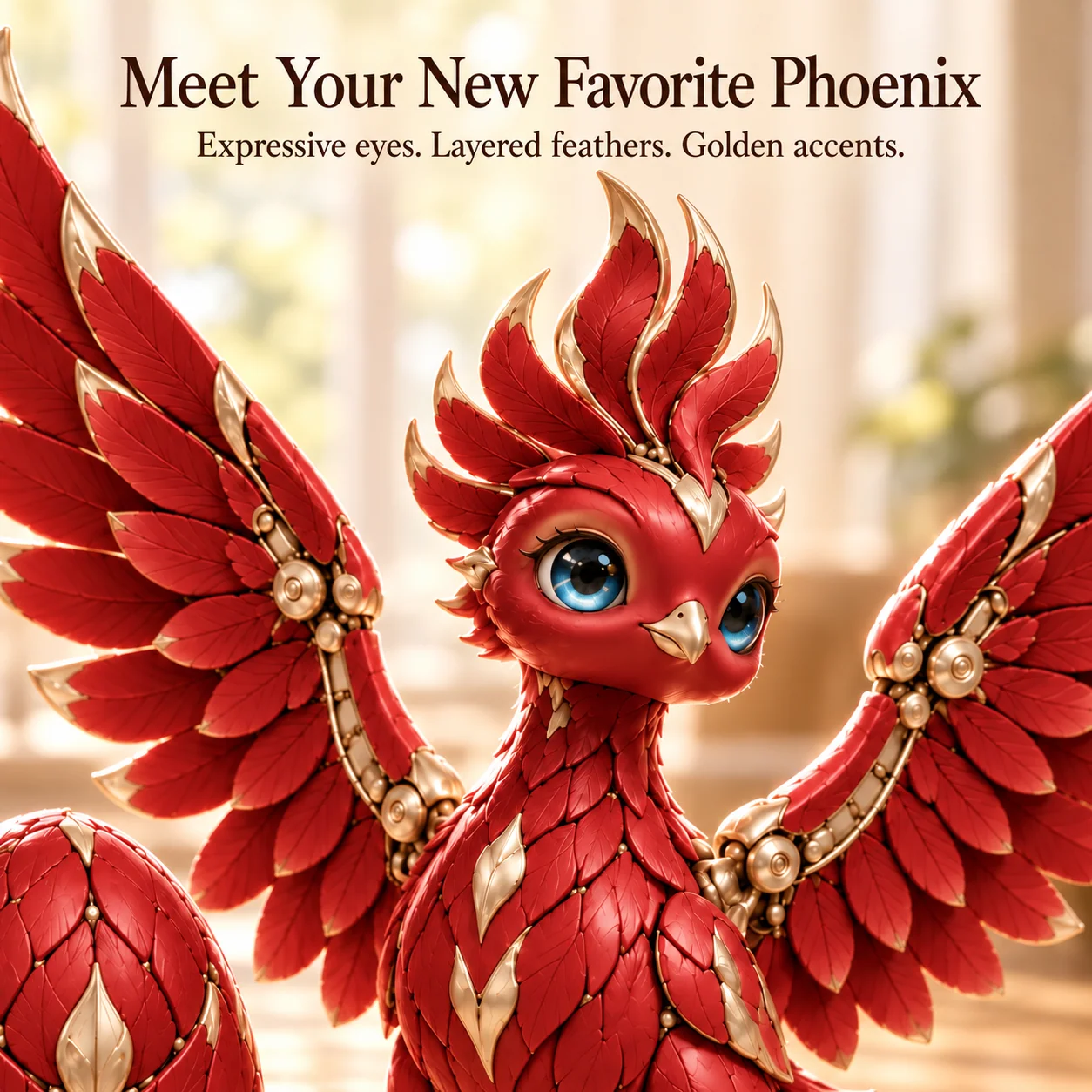 Close-up Blue Eyed Phoenix Figurine