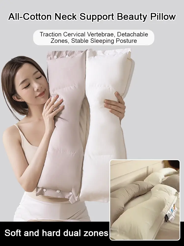 Contoured dual-zone neck support pillow