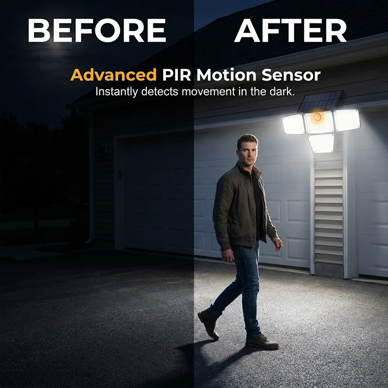 PIR motion sensor on the solar security light