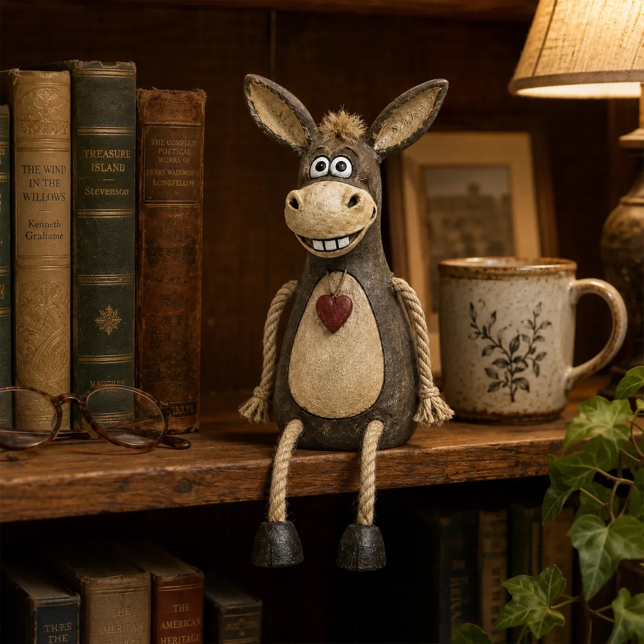 Donkey figurine red heart detail