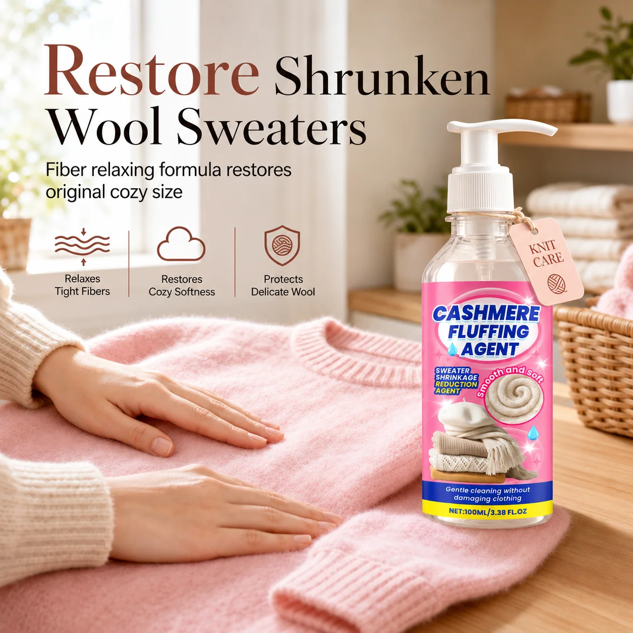 🧶 Wool & Cashmere Sweater Softening and Reshaping Care