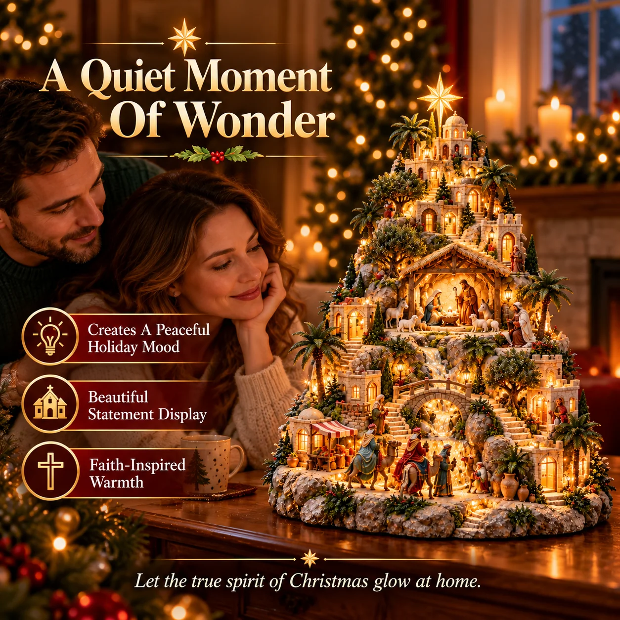 Couple admiring Bethlehem Nativity Village