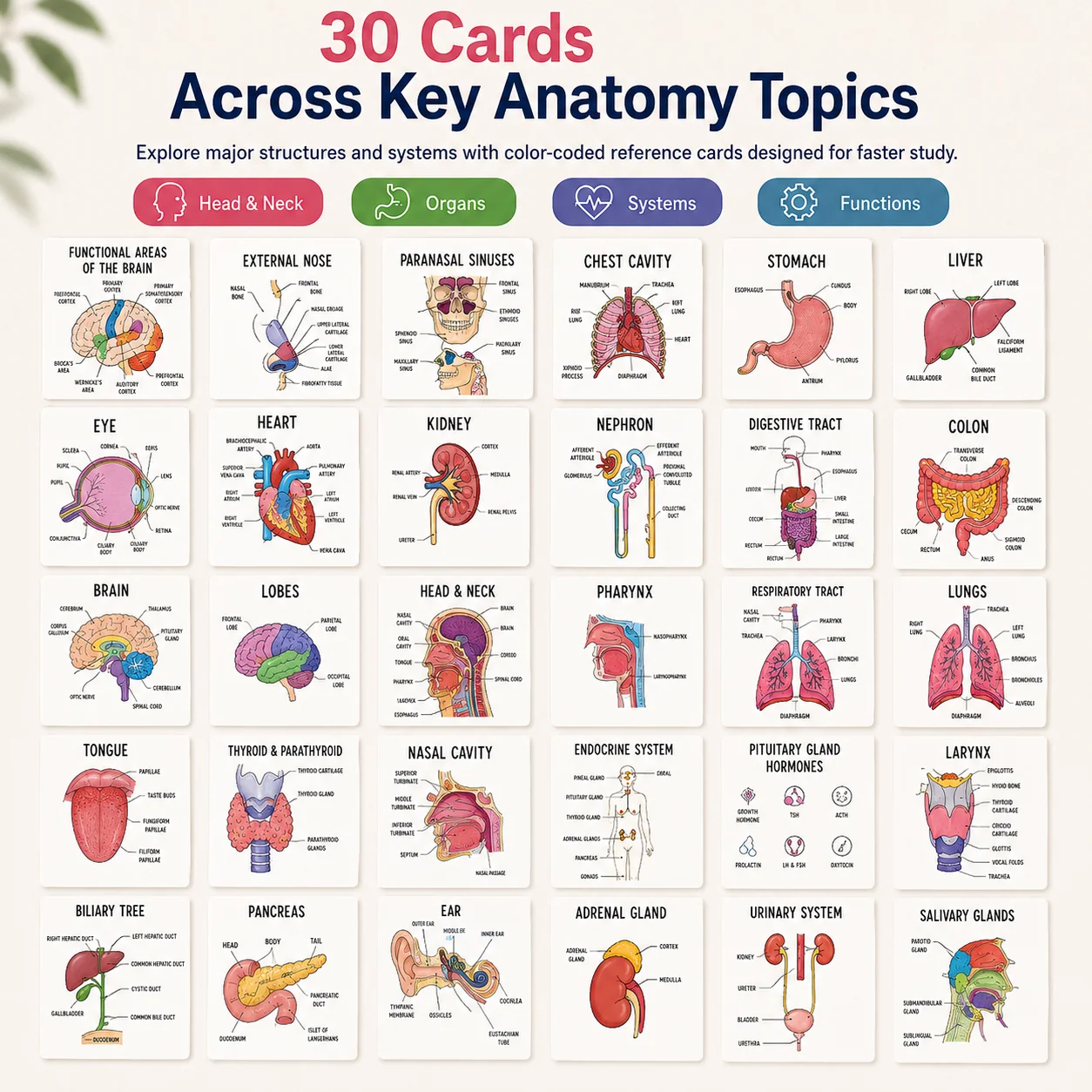 Anatomy flashcard topics