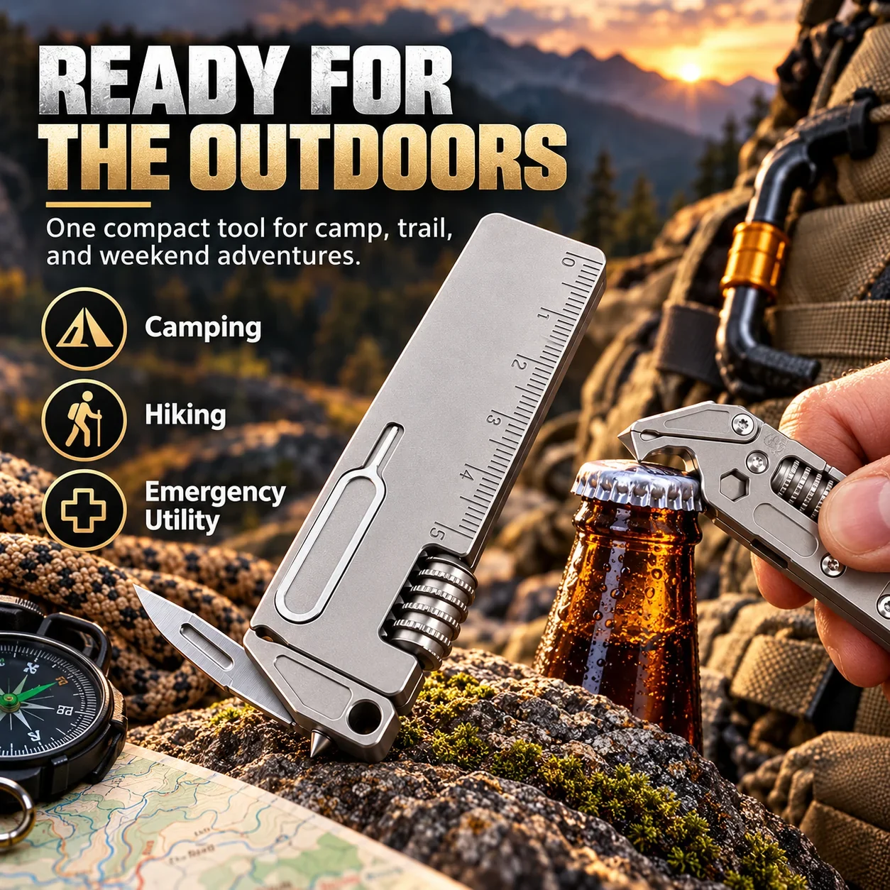 titanium pocket multi-tool ready for camping hiking and outdoor emergency utility