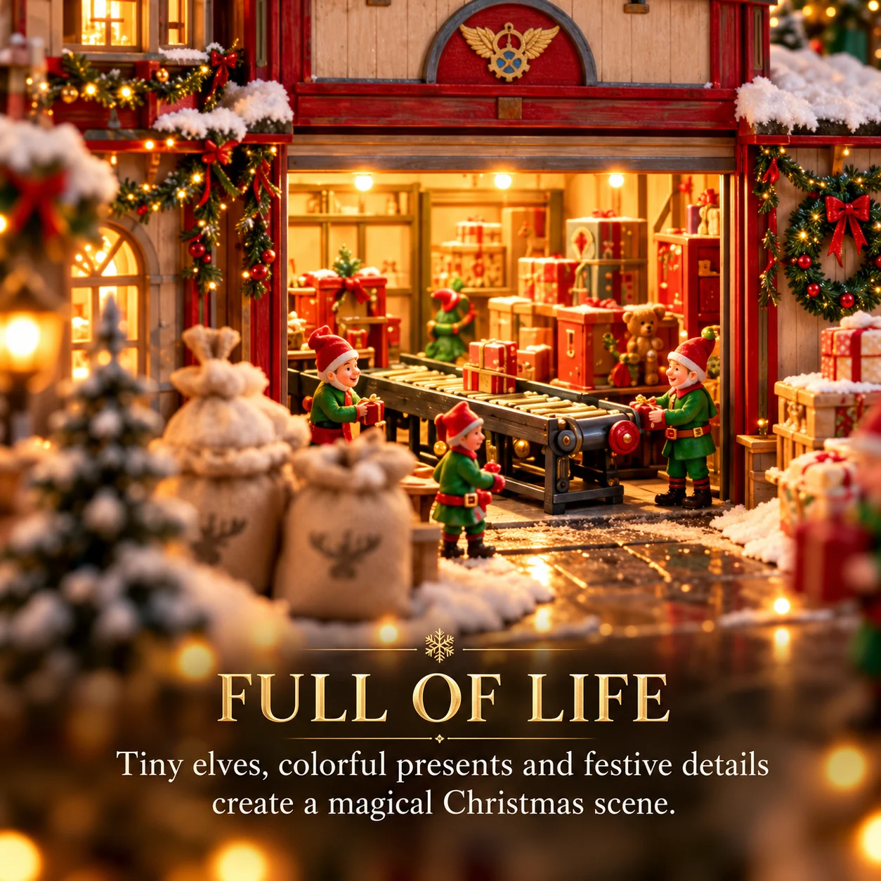 Santa North Pole gift depot and holiday delivery village