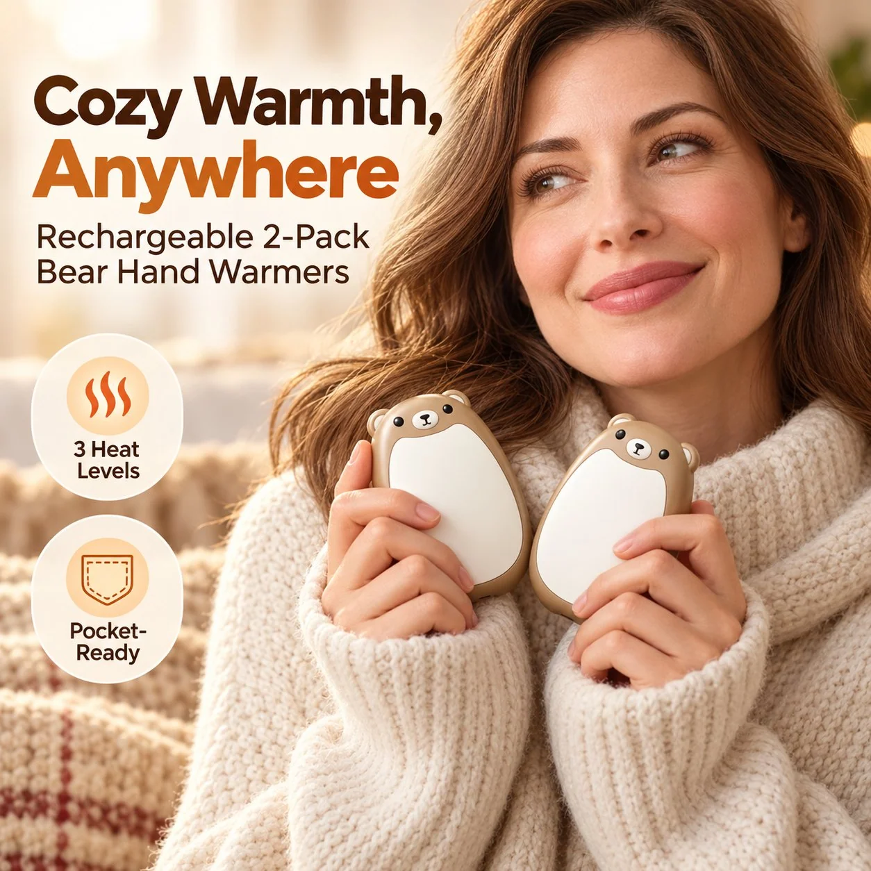 Magnetic rechargeable bear-shaped hand warmers