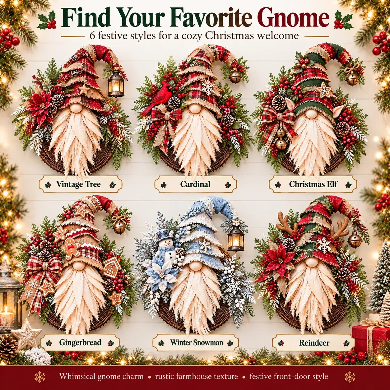 Christmas gnome wreath available holiday designs