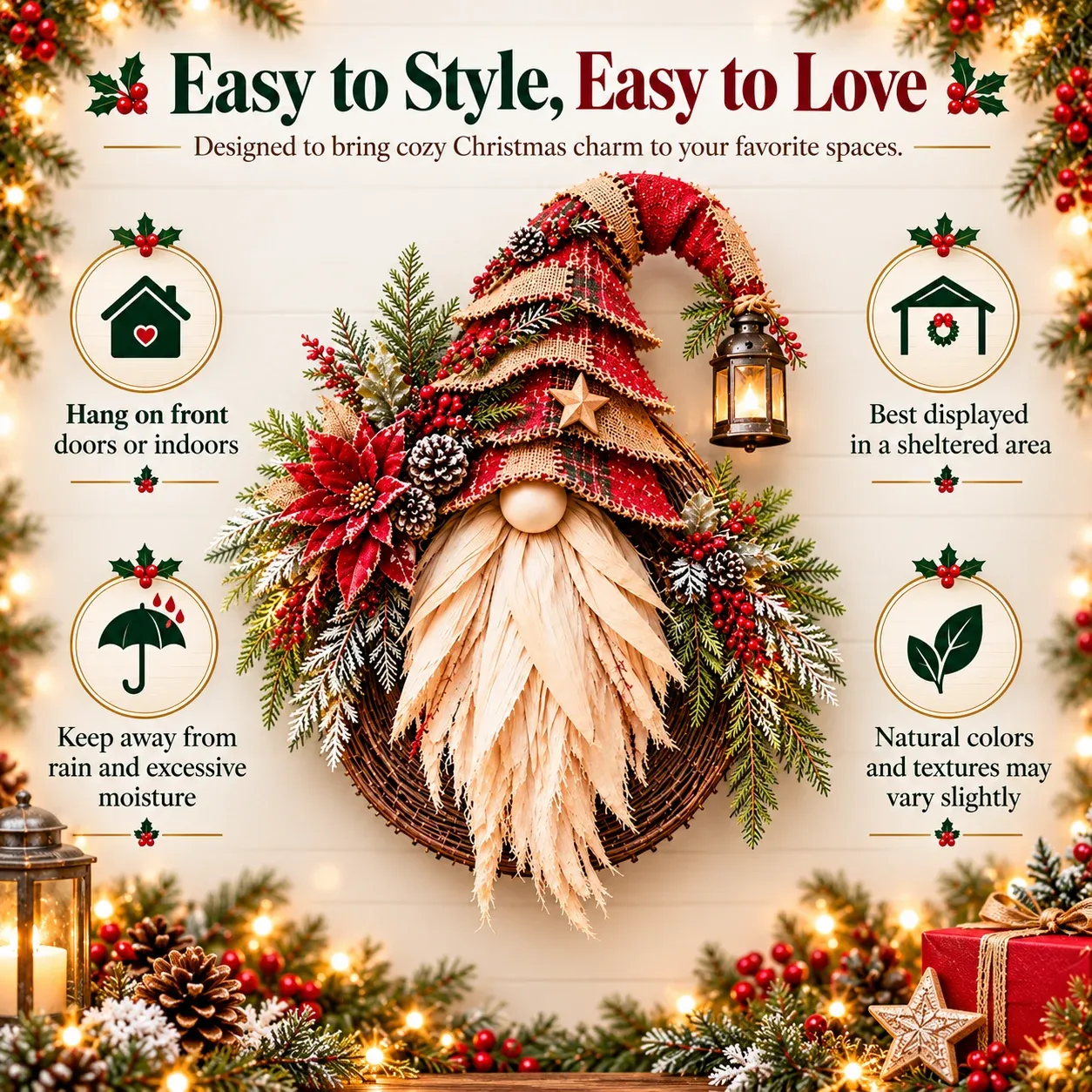 Christmas gnome wreath final seasonal product image