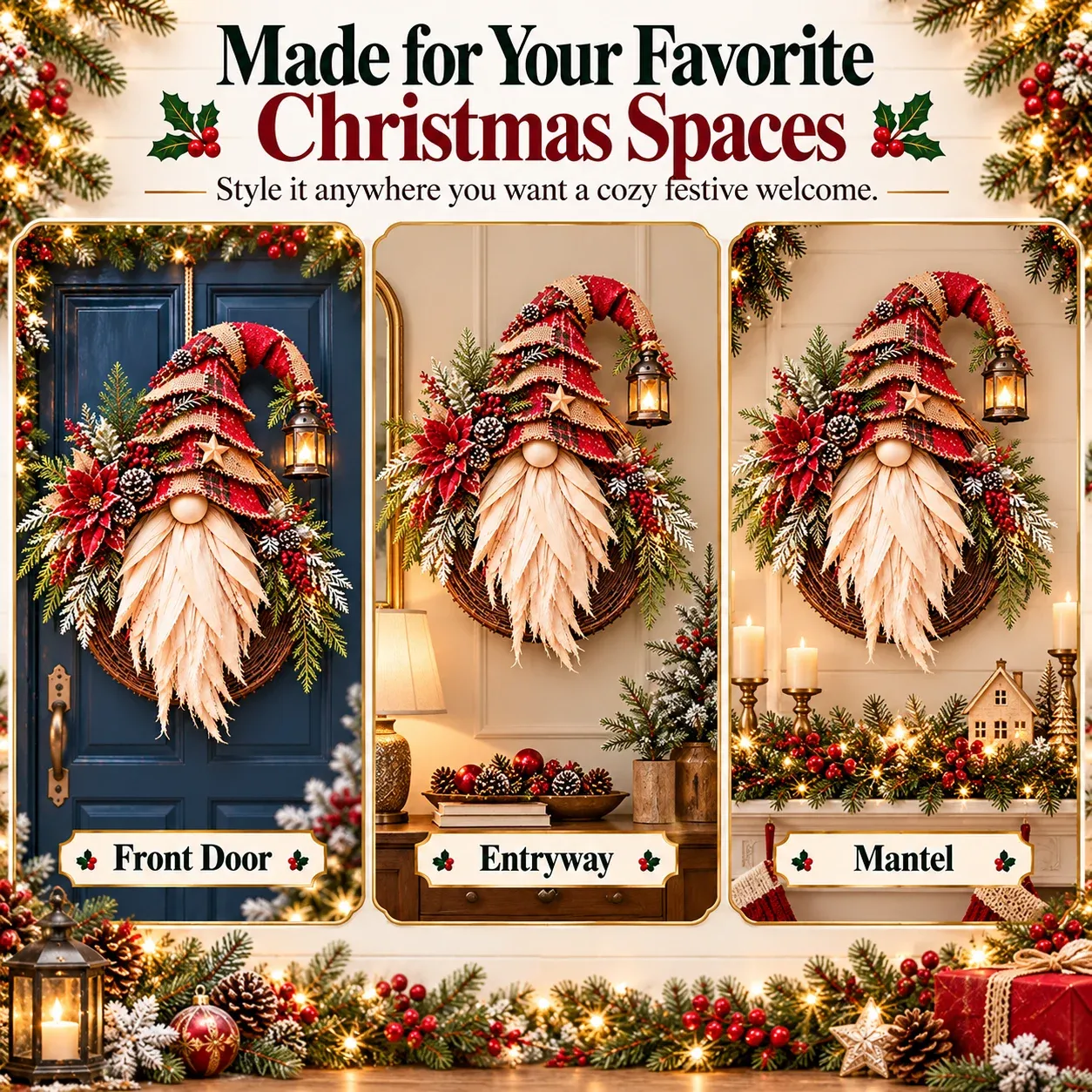 Gnome wreath home decorating styles