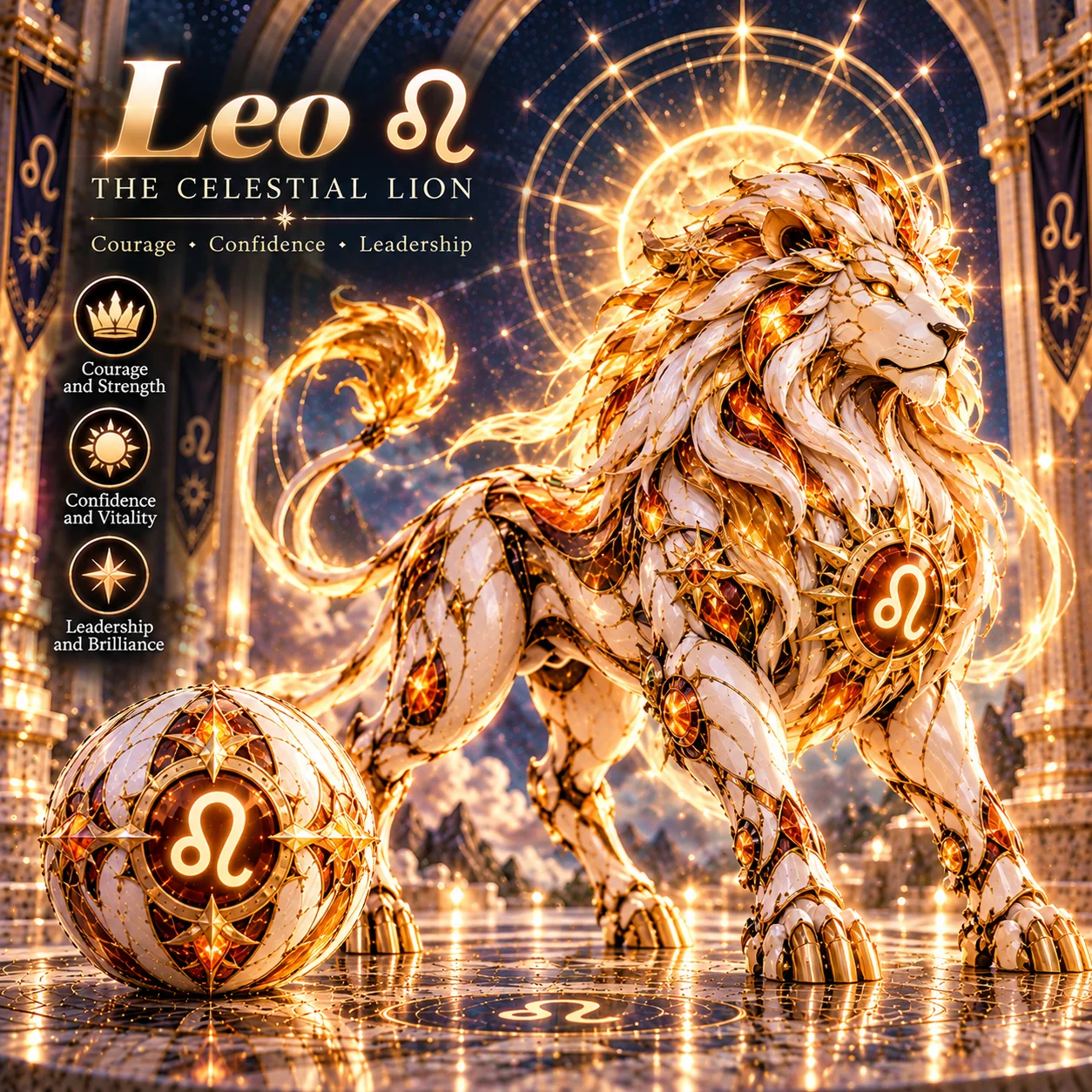 Leo Zodiac Guardian celestial lion and egg