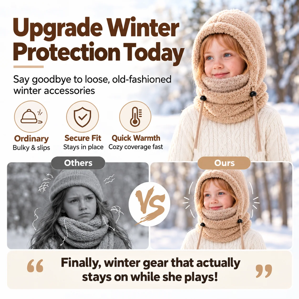 All-in-one winter hood compared with ordinary winter accessories