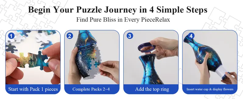 Durable plastic 3D puzzle vase construction