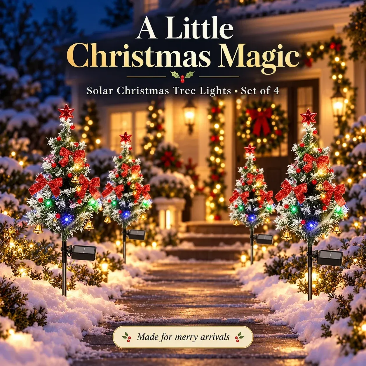 Solar Christmas tree lights, set of four