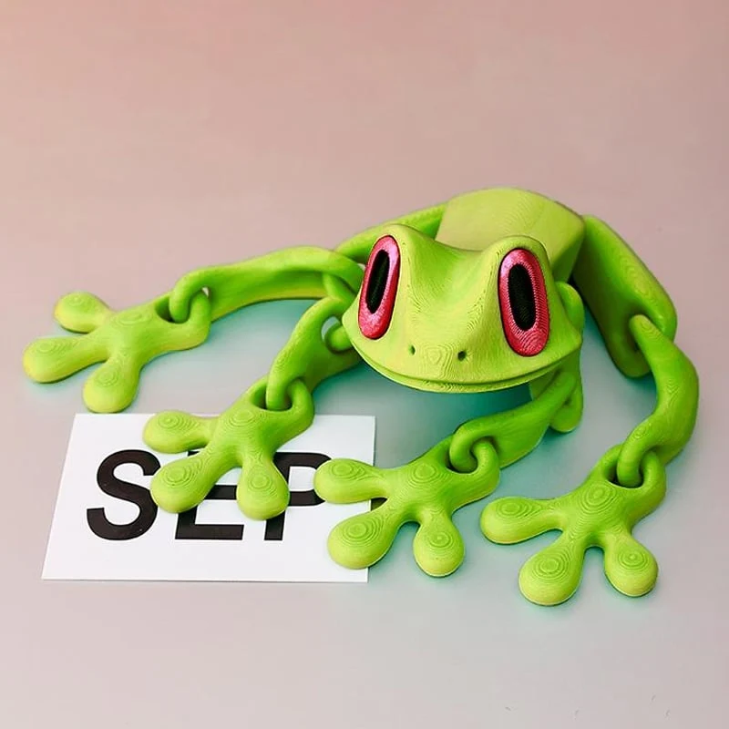Bright green frog stretched out