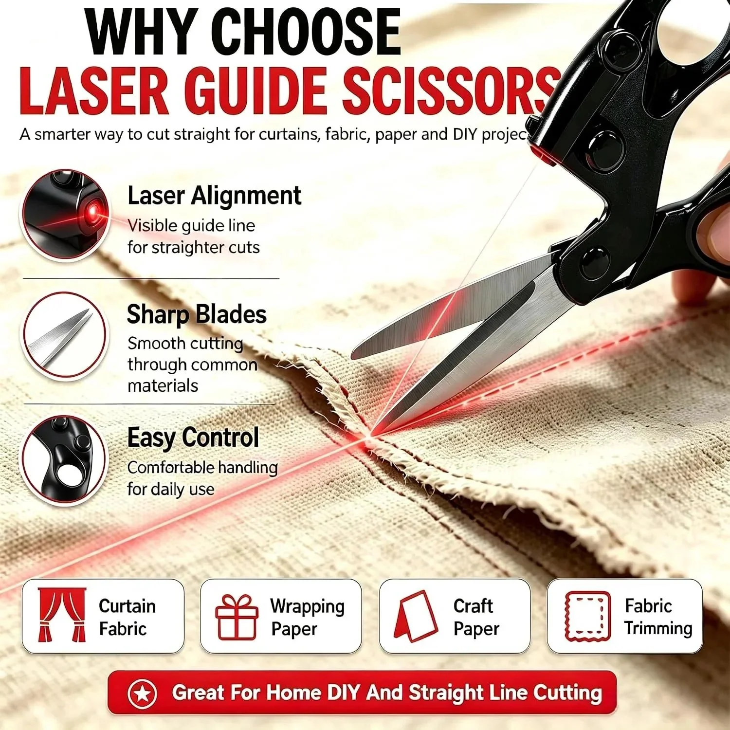Laser guided scissors design and construction