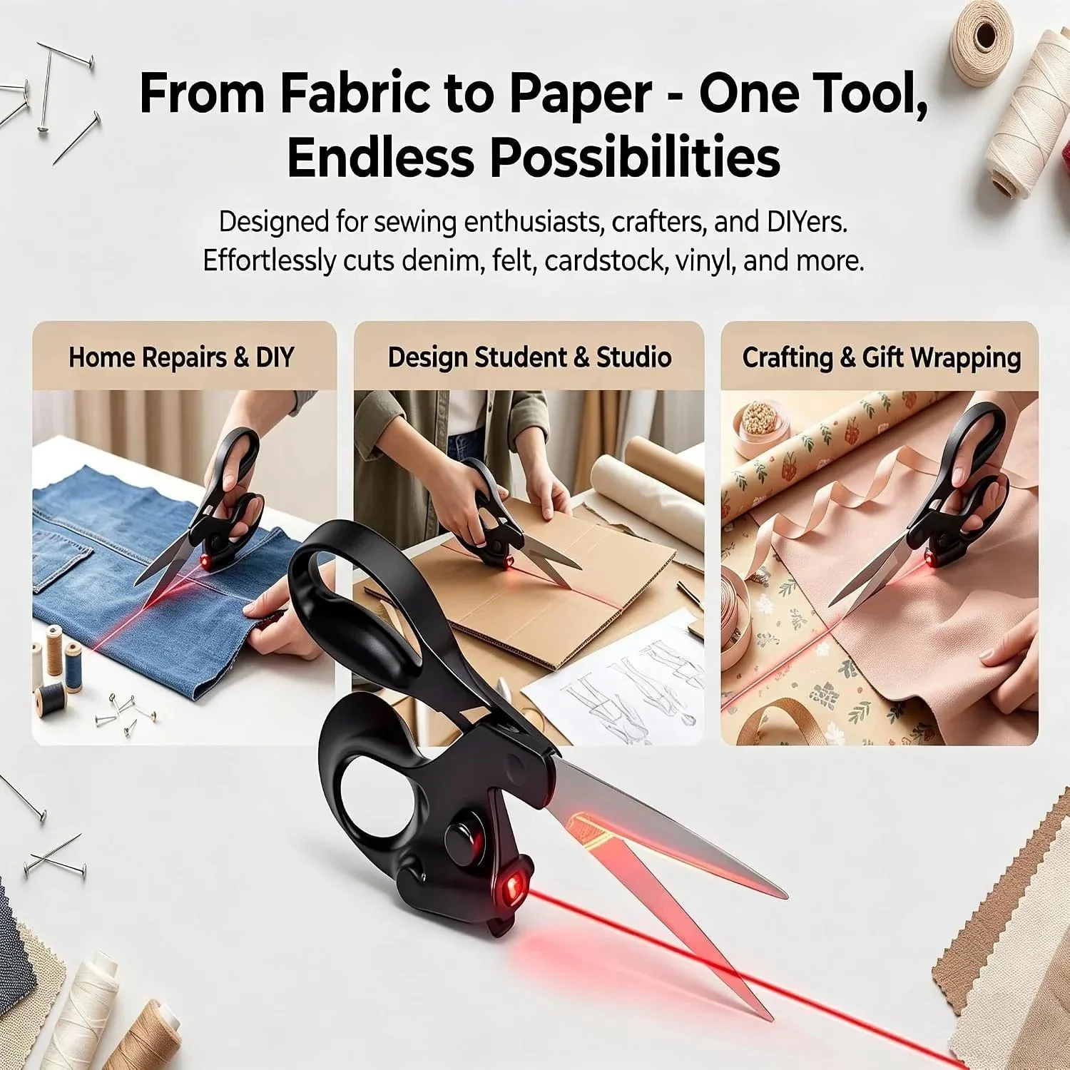 Scissors for sewing and fabric preparation