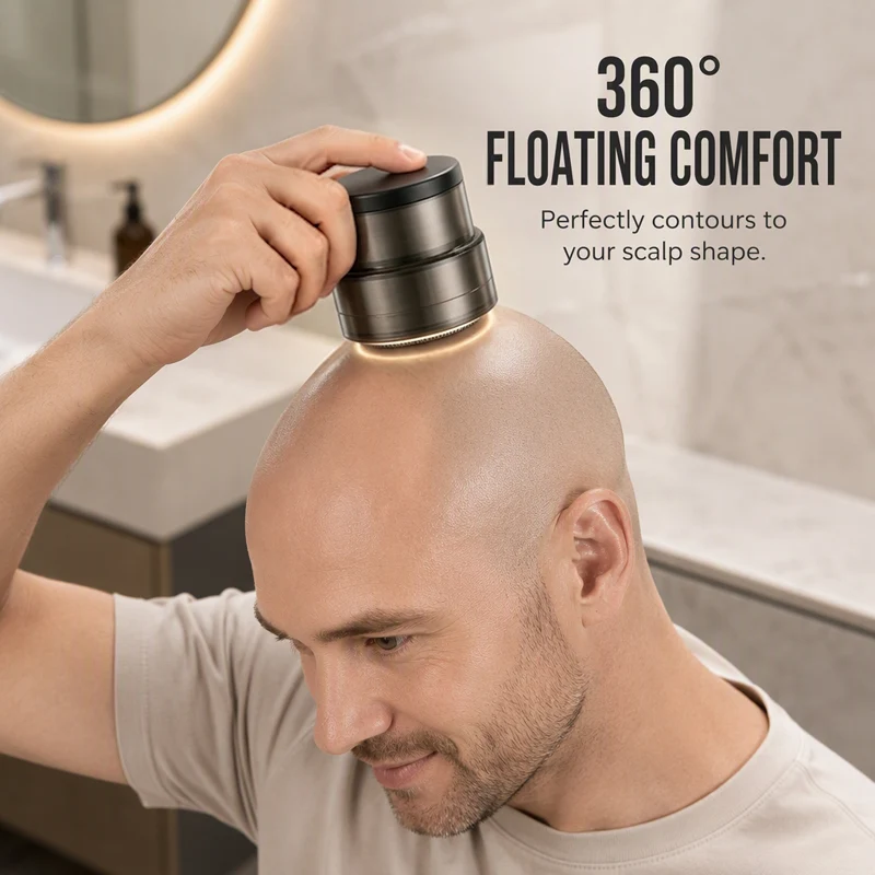 360 degree floating head following scalp contours