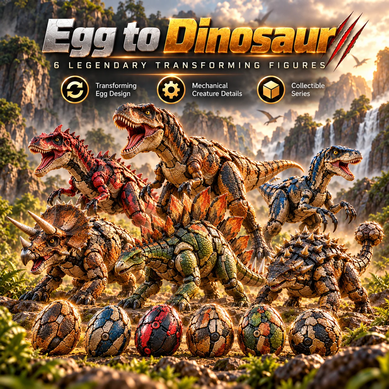 Egg to Dinosaur transforming dinosaur collection