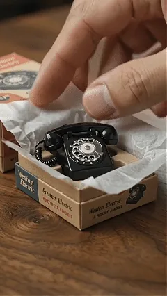 Mini vintage rotary telephone replica demonstration