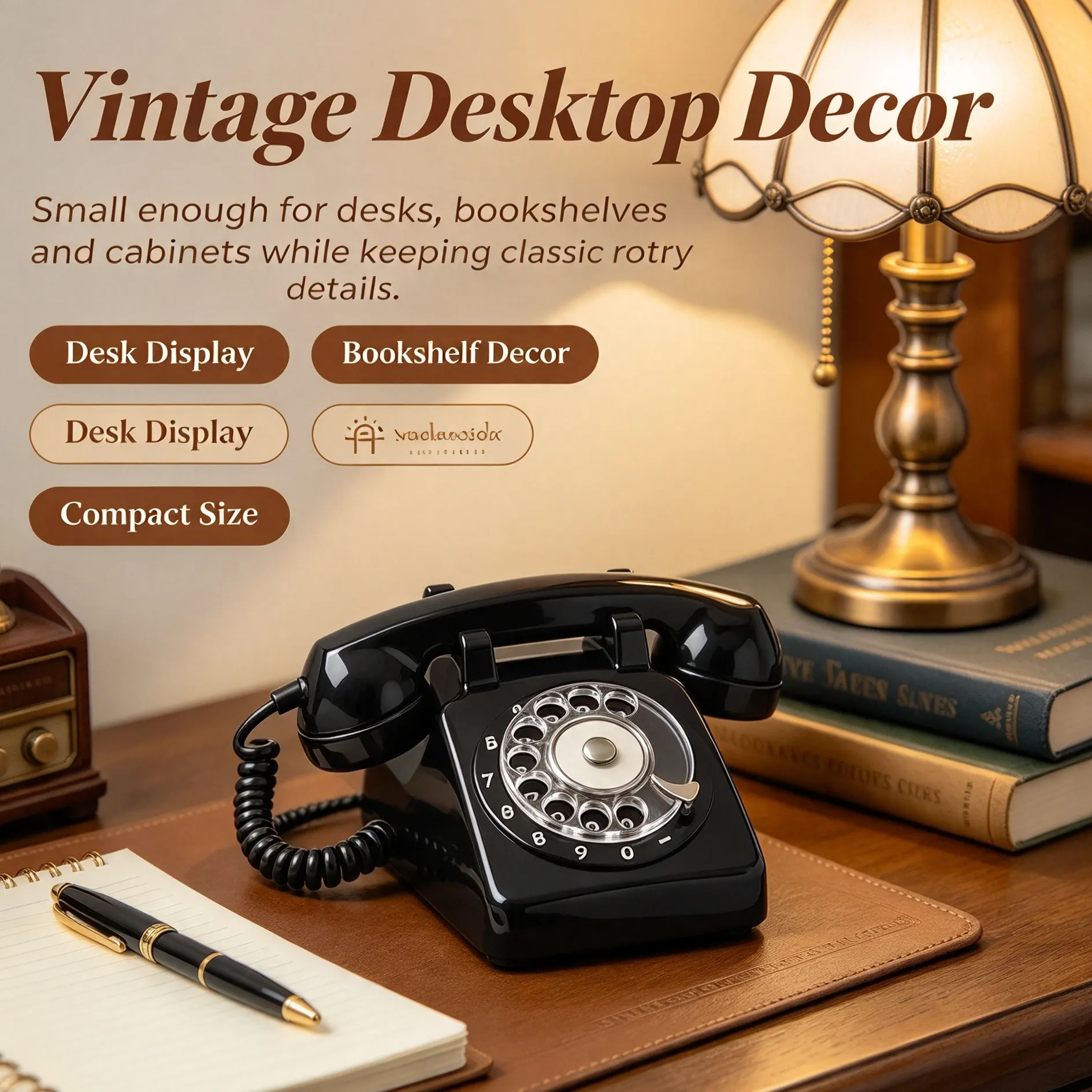 Mini retro rotary phone decorative replica