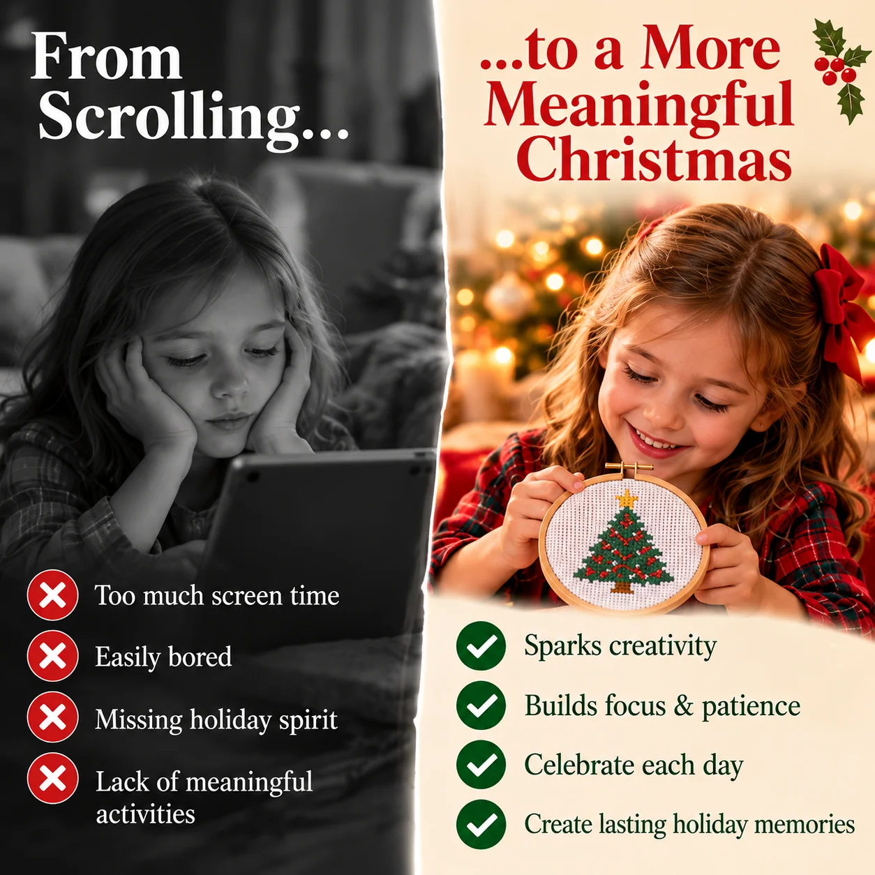 Christmas crafting activity showing a more creative alternative to everyday screen time