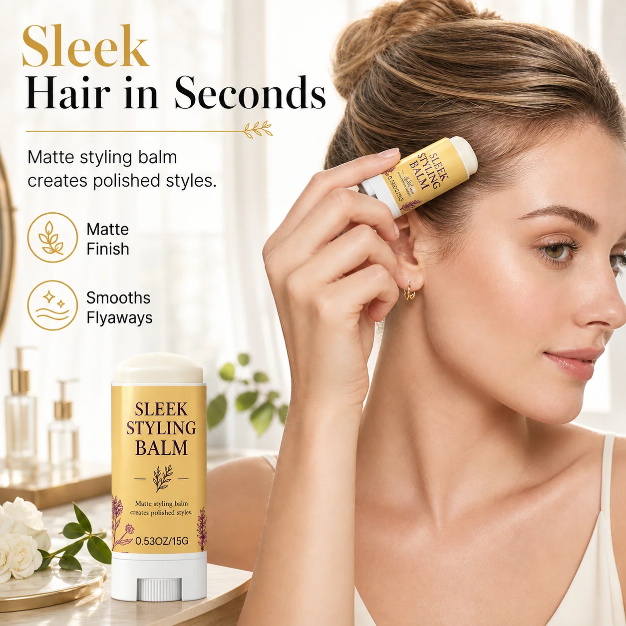 Fresh hair styling stick providing smooth sleek results without greasy residue