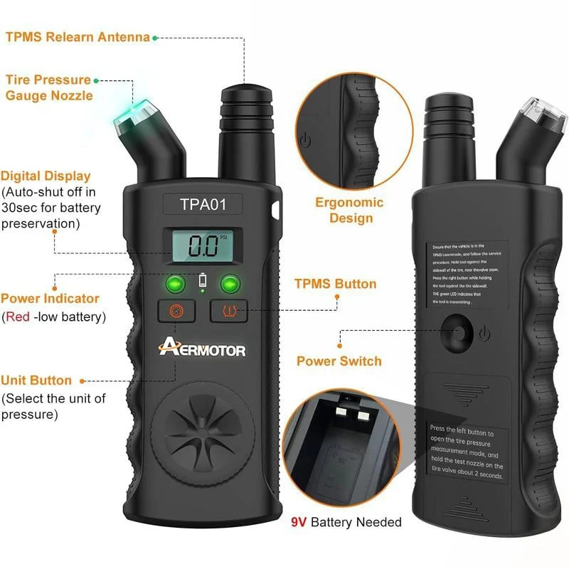 TPMS relearn tool and digital tire pressure gauge - product image 5