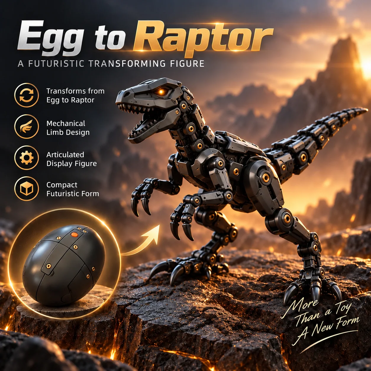 Mechanical Raptor — egg and character design