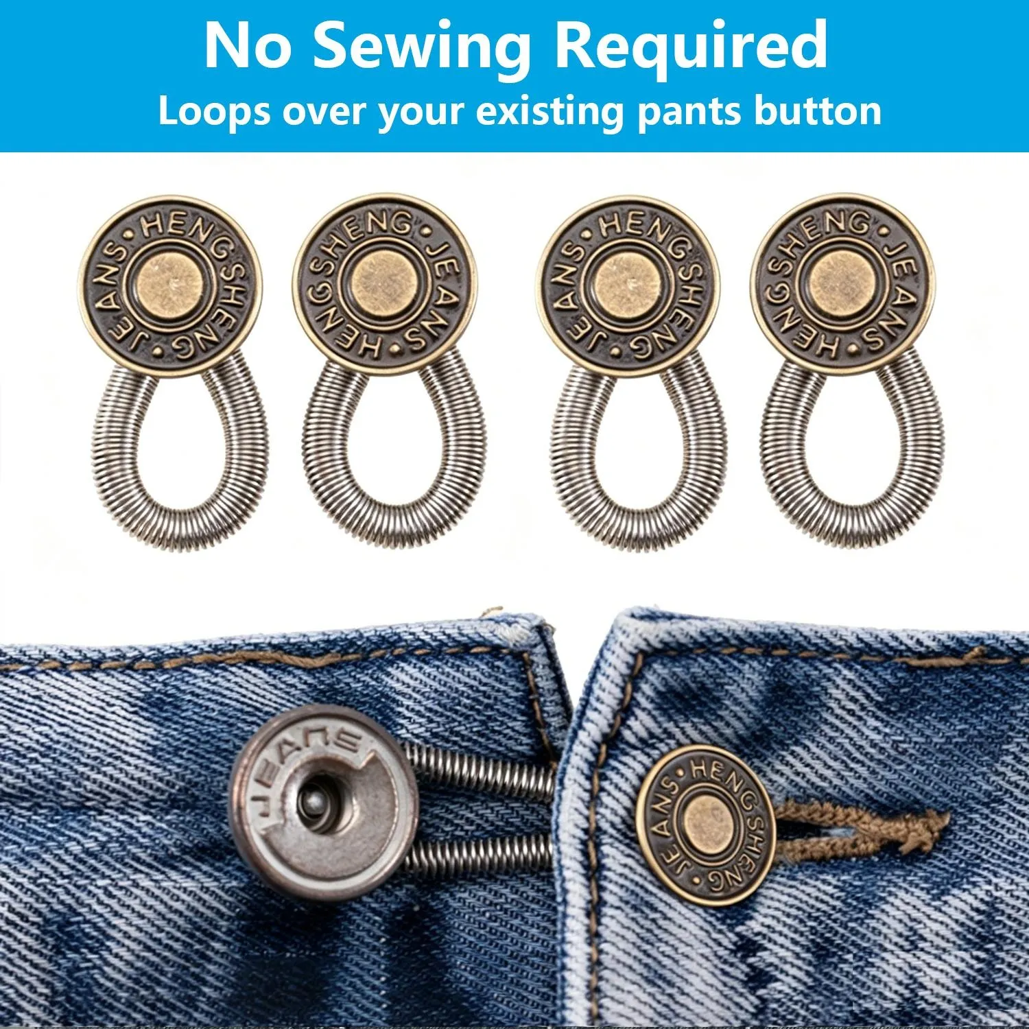 No-sew button extender installation
