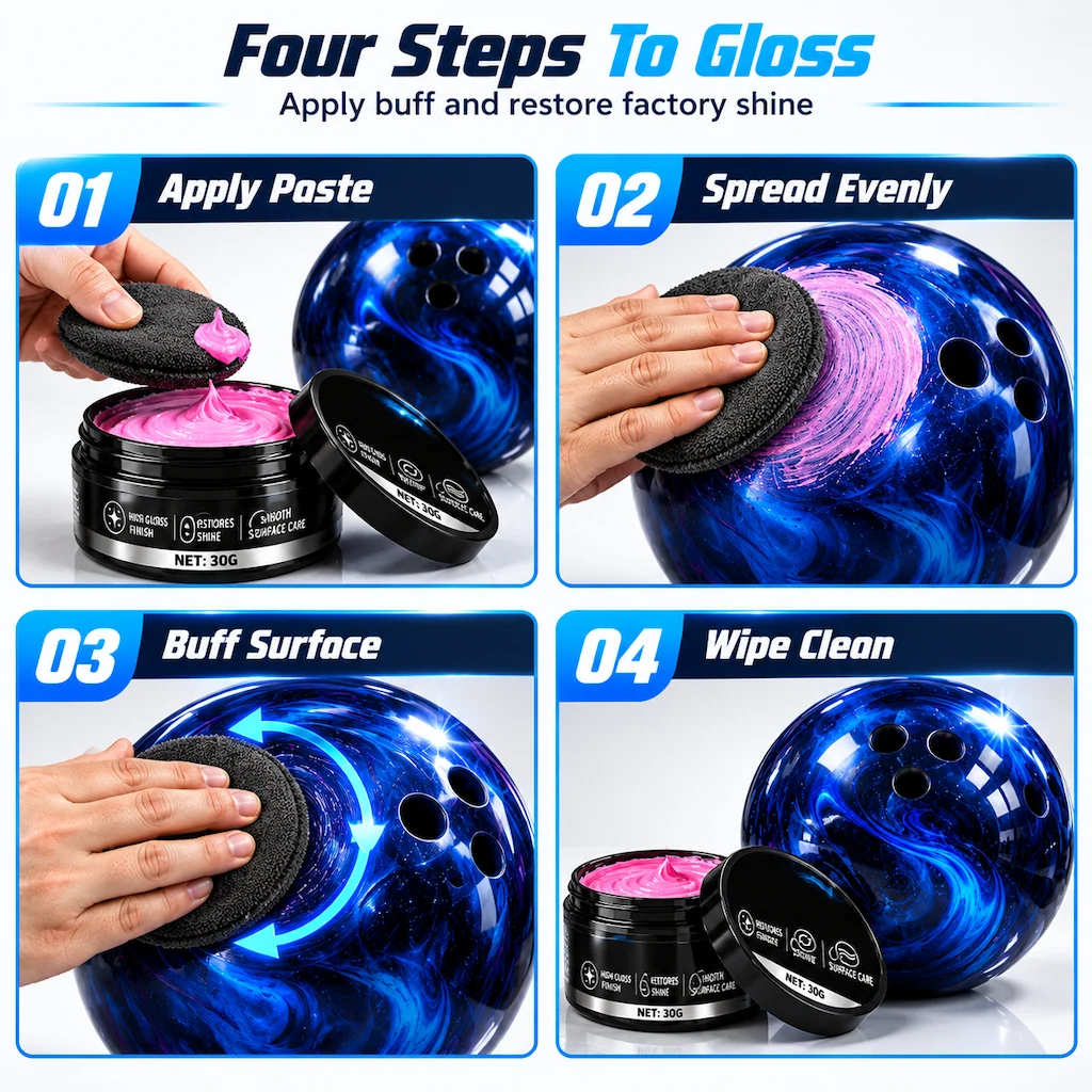 Four-step bowling ball polishing process