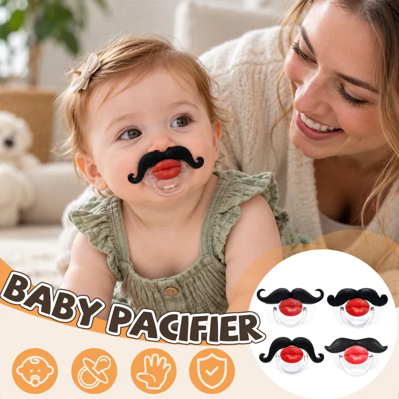 Funny red lips and mustache baby pacifier