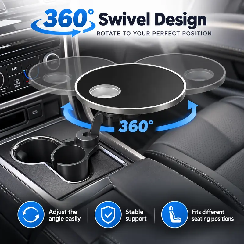 Adjustable floating car tray providing additional tabletop space