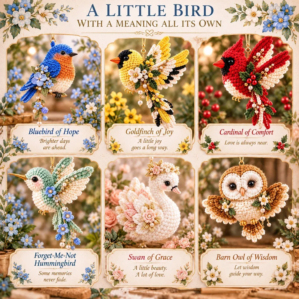 DIY Crochet Bird Ornament Kit Collection