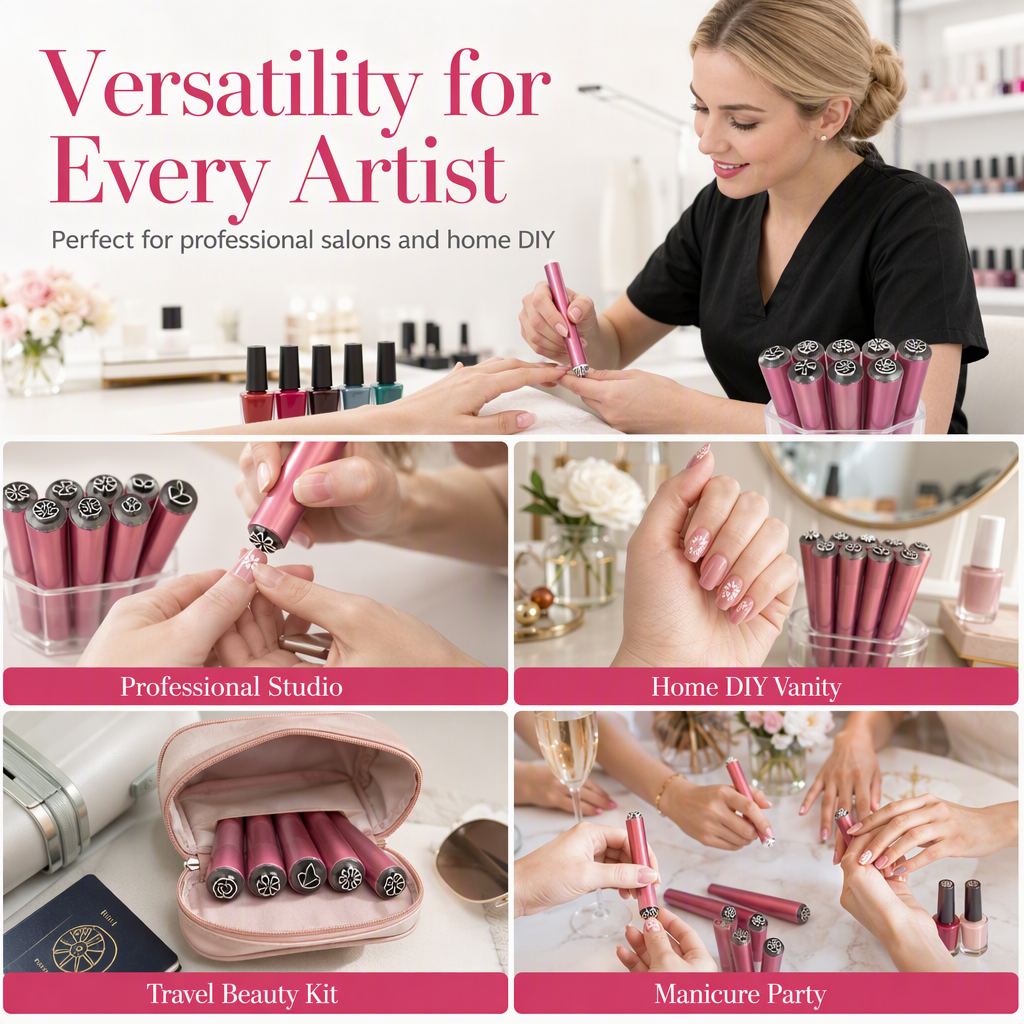 Nail art stamp pen used in a salon, at home and during creative manicure sessions