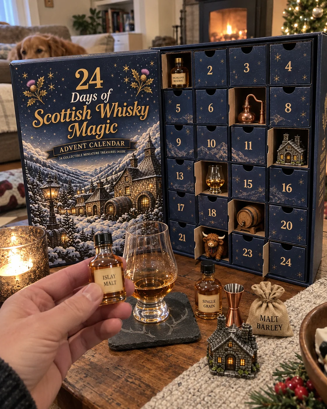 Scottish Christmas collectible advent calendar display