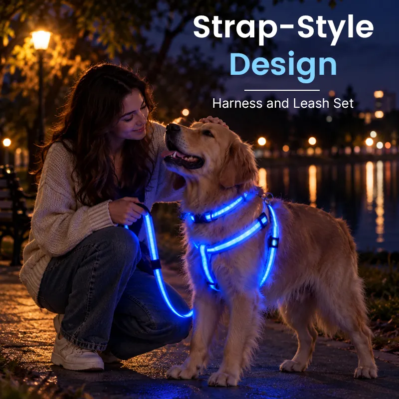 LED dog harness strap details