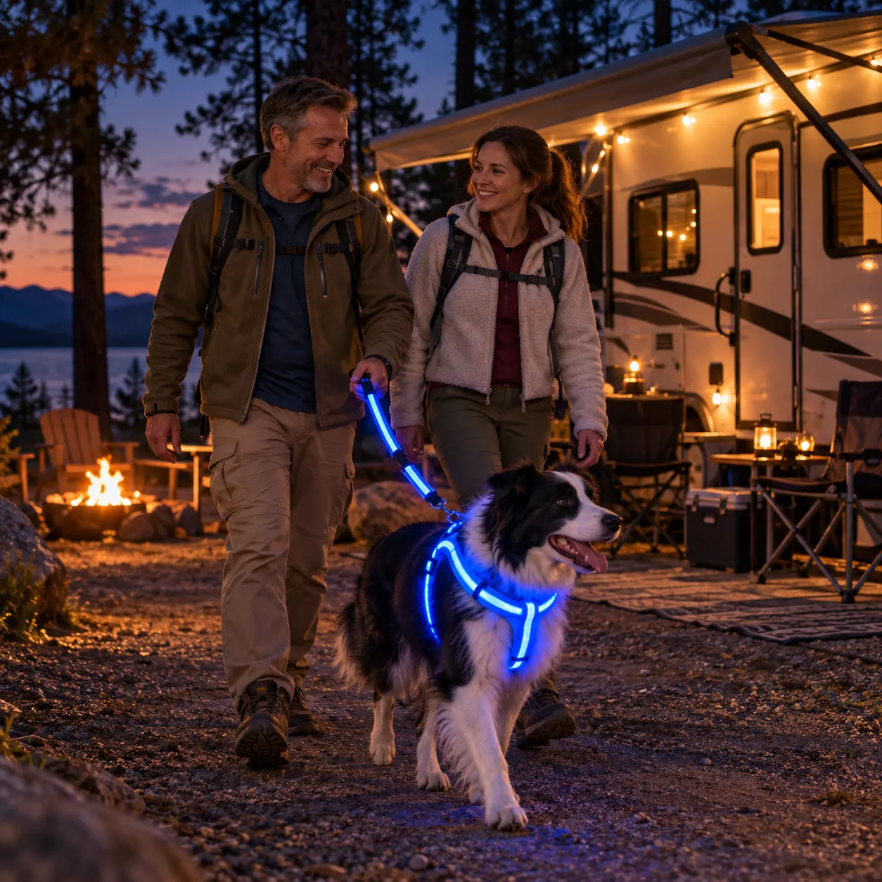 Stylish light-up dog harness and leash set