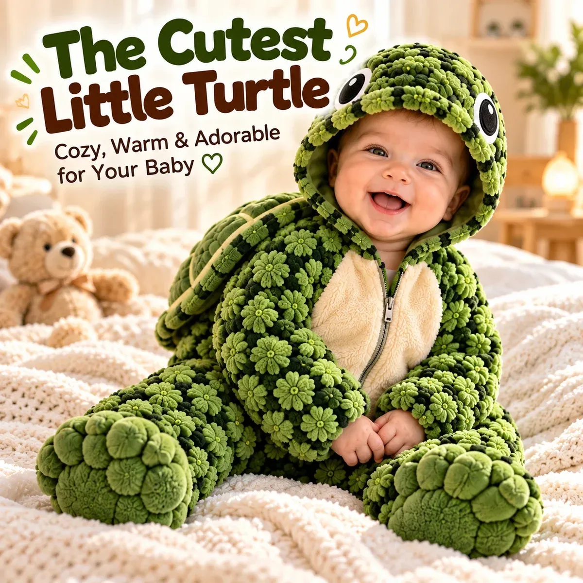 Full turtle baby onesie design