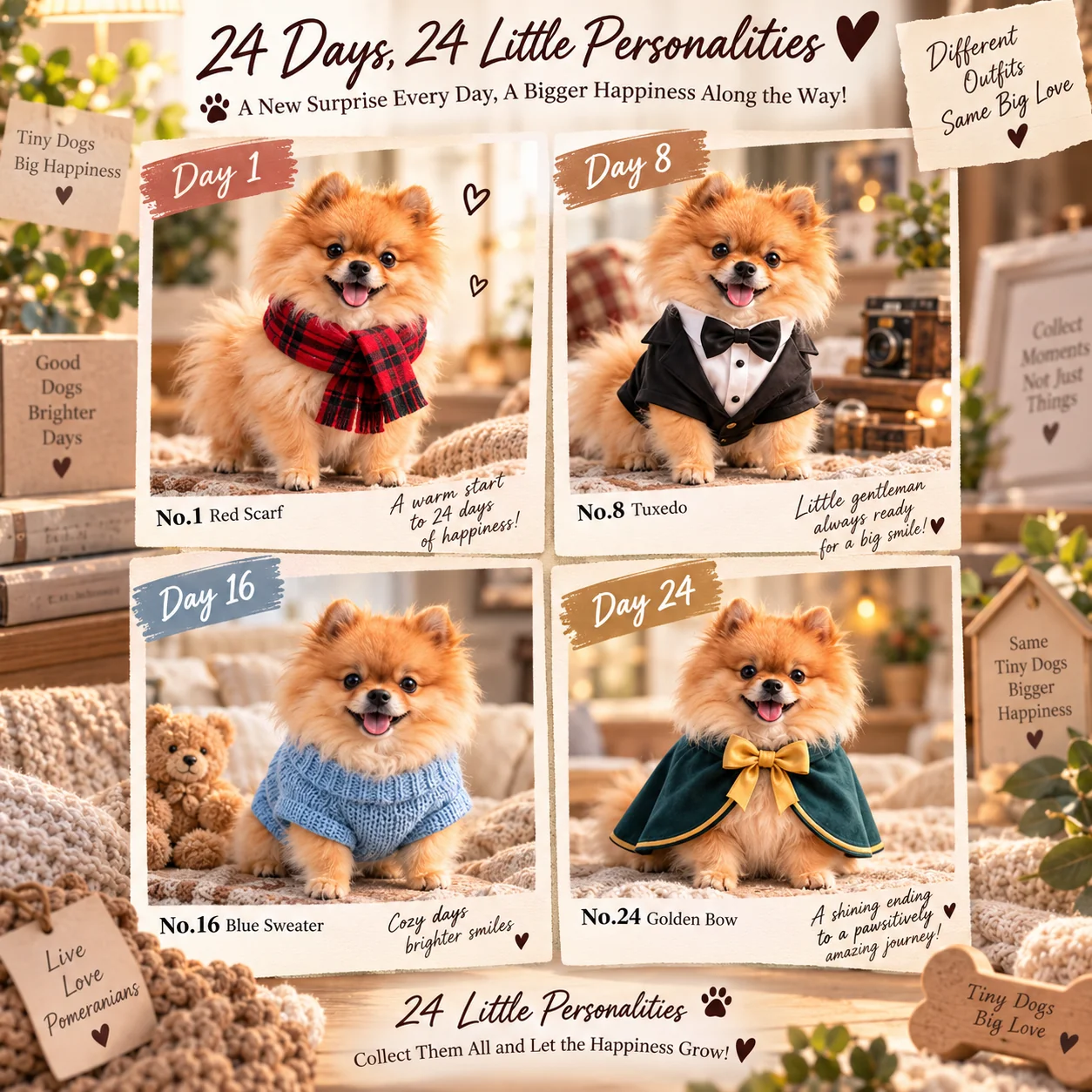 Four featured Pomeranian collectibles