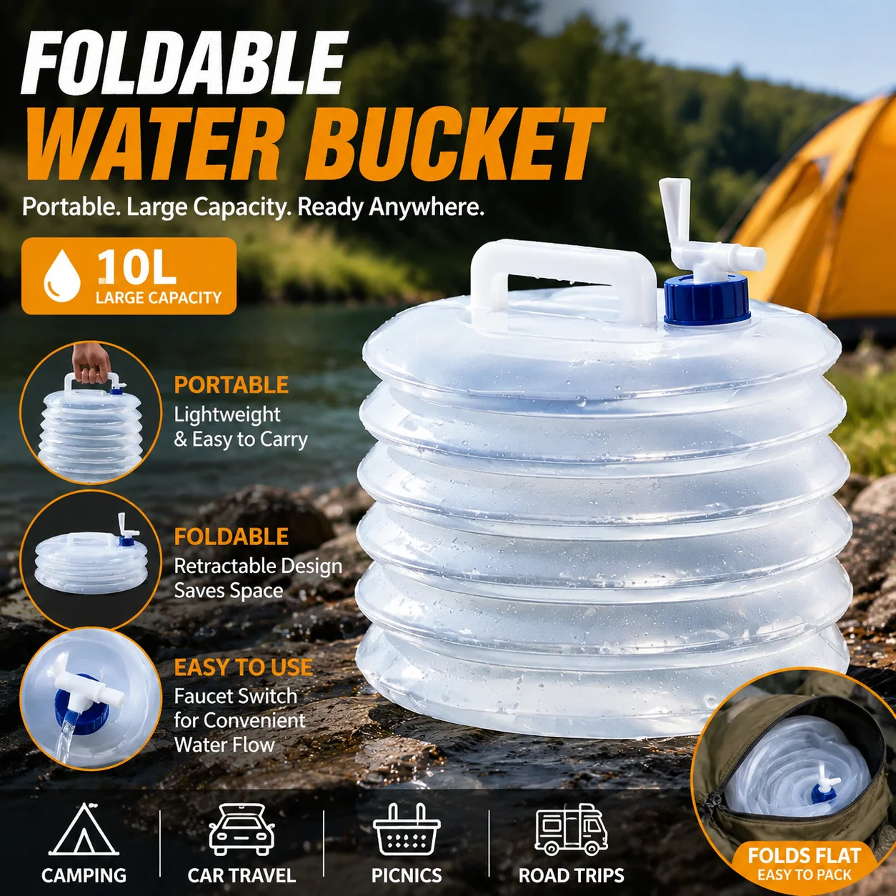 Foldable water bucket