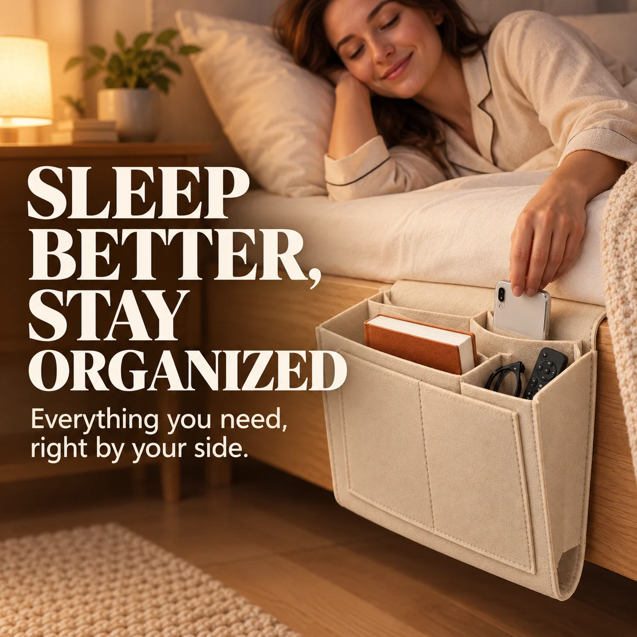 Multi-pocket hanging organizer for bedside and sofa storage