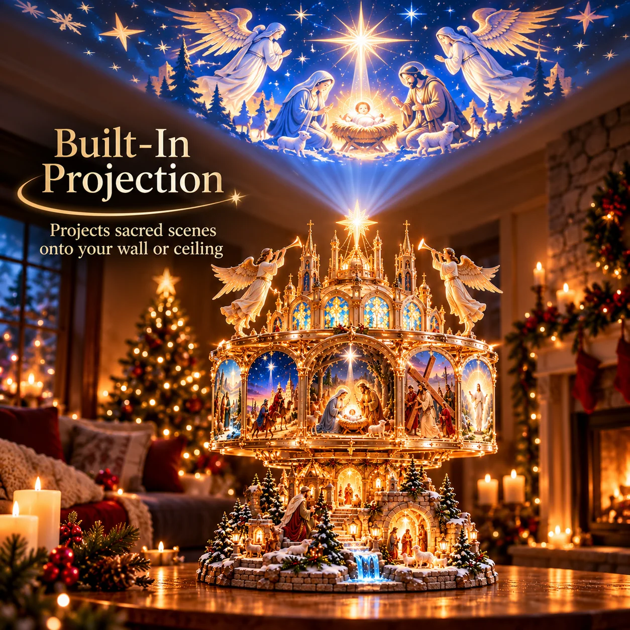Journey of Faith display in a warm Christmas setting