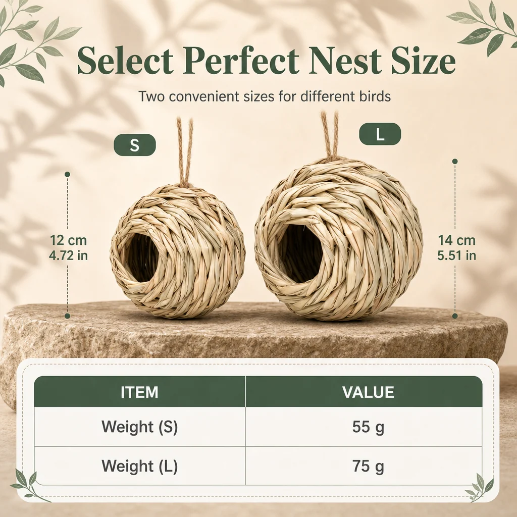 Bird nest size options