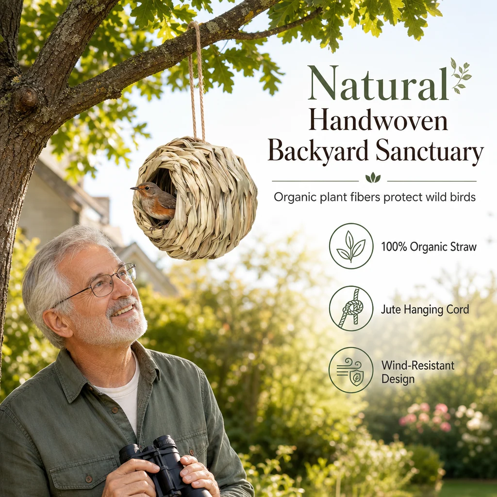 Handwoven bird nest garden decoration