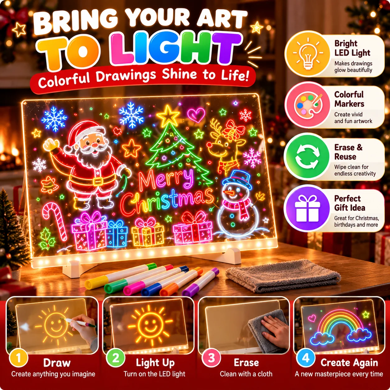Creative LED drawing board gift for children