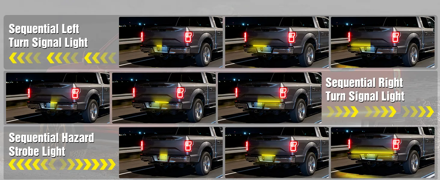 48inch truck tailgate light strip triple row 360led