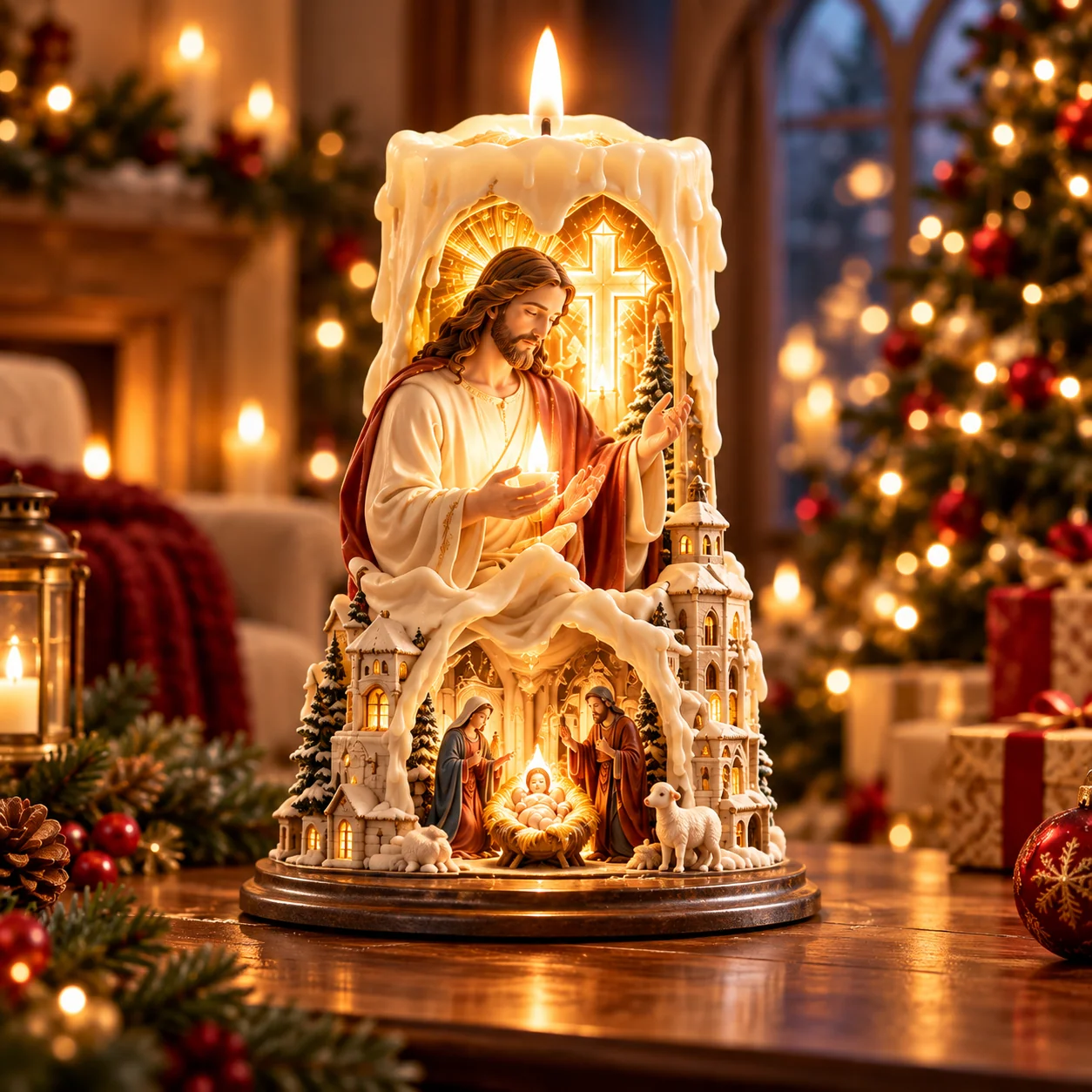 Jesus Light of Faith sculptural candle