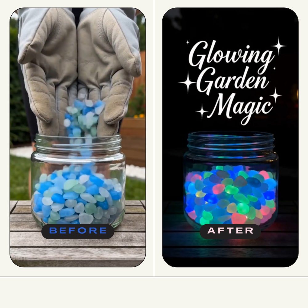Colorful glow-in-the-dark pebbles for garden decoration