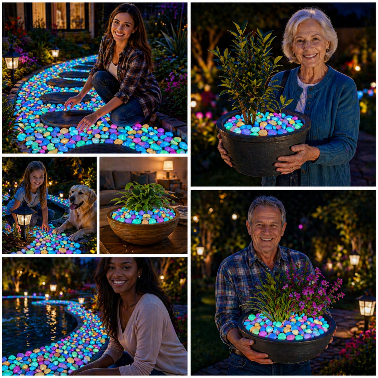 Colorful luminous decorative stones