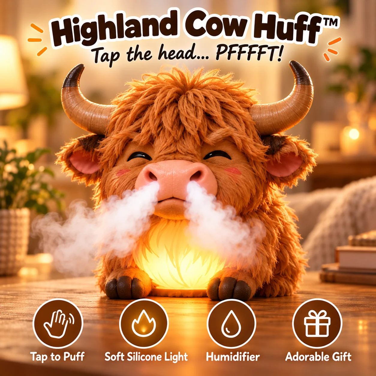 Highland Cow Huff Tap to Puff Humidifier